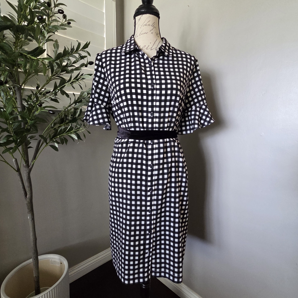 Ann Taylor Black and White Checkered Dress